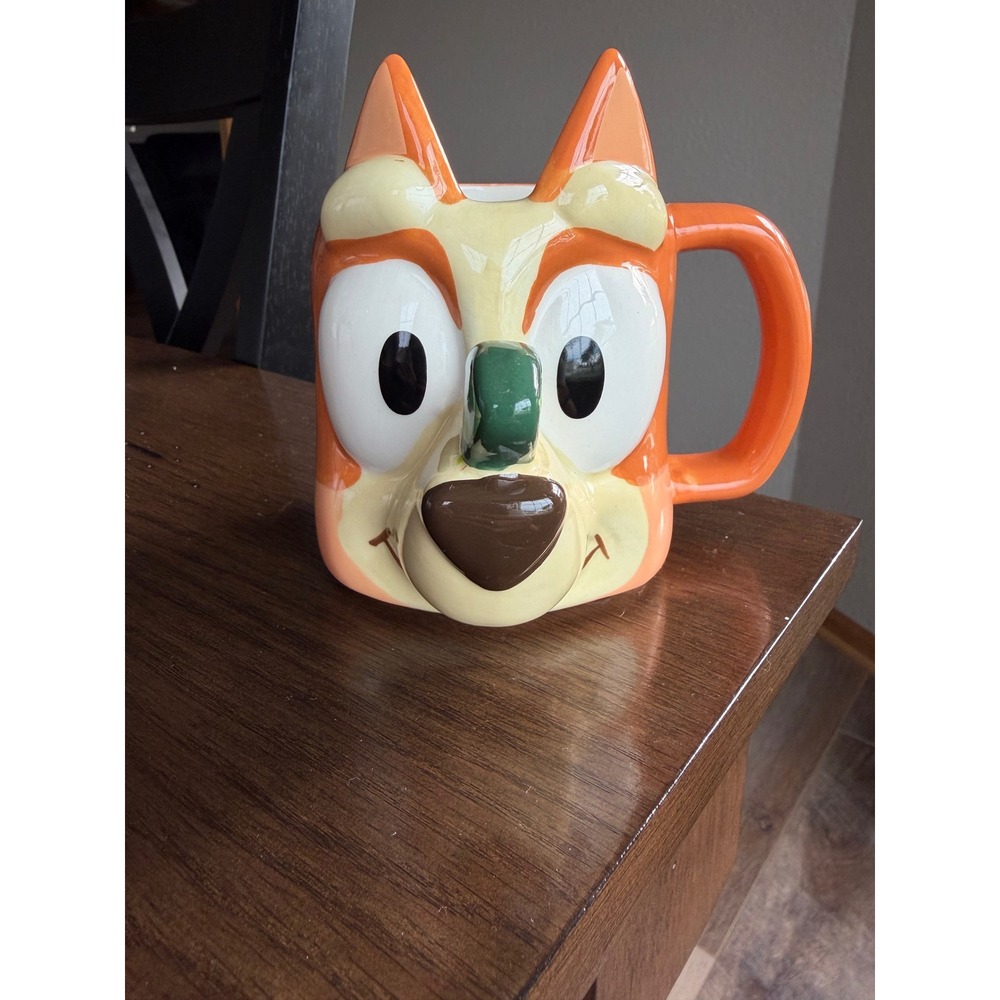Bluey Bingo Sculpted Ceramic Coffee Mug 15oz Zak Designs Orange 3D Face Cup